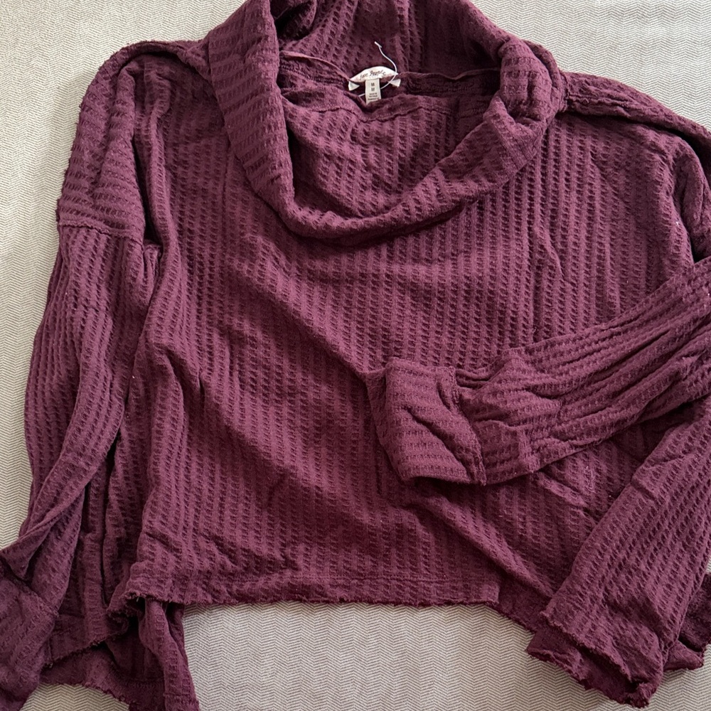 Free People Deep Purple Cowl Neck Sweater